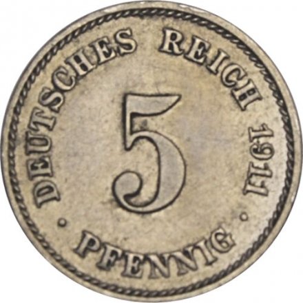 Германия 5 пфеннигов 1911 год (E)