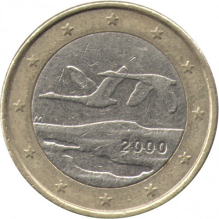 Финляндия 1 евро 2000 год - Два лебедя