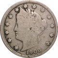США 5 центов 1908 год - Liberty Nickel