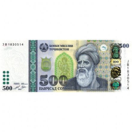 Таджикистан 500 сомони 2021 год - Абу Абдаллах Рудаки UNC