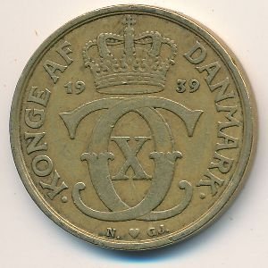 Дания 1 крона 1939 год