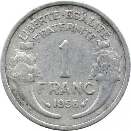 Франция 1 франк 1958 год (Без отметки монетного двора)