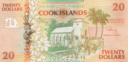 Острова Кука 20 долларов 1992 год UNC