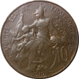 Франция 10 сантимов 1910 год