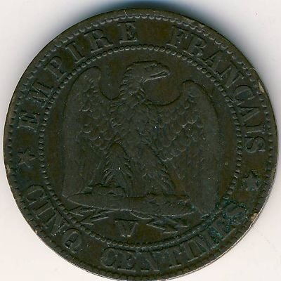 Франция 5 сантимов 1854  (W)