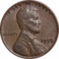 США 1 цент 1958 год - Авраам Линкольн (без отметки МД)