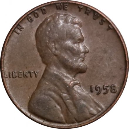 США 1 цент 1958 год - Авраам Линкольн (без отметки МД)