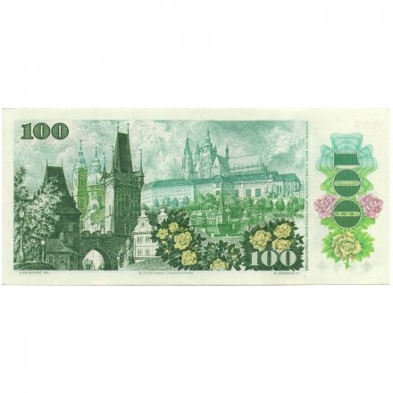Чехословакия 100 крон 1989 год - Клемент Готвальд. Вид Праги UNC