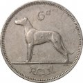 Ирландия 6 пенсов 1963 год - Ирландский волкодав