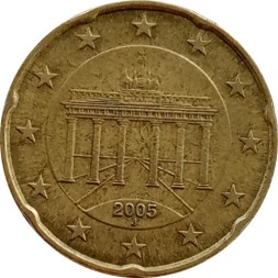 Германия 20 евроцентов 2005 год (J)