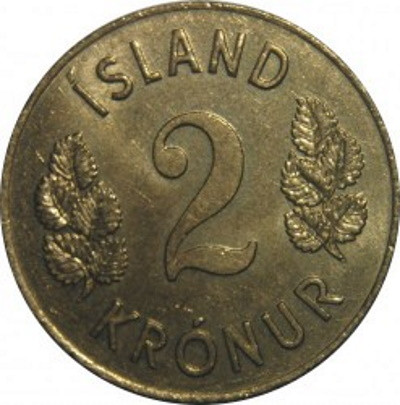 Исландия 2 кроны 1966 год