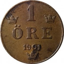 Швеция 1 эре 1901 год - Король Оскар II