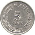 Сингапур 5 центов 1967 год