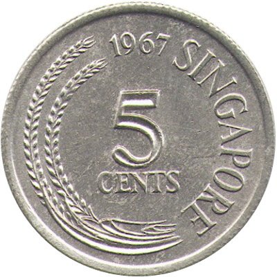 Сингапур 5 центов 1967 год