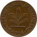 ФРГ 1 пфенниг 1966 год - D