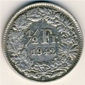 Швейцария 1/2 франка 1942 год