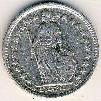 Швейцария 1/2 франка 1942 год