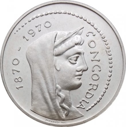 Италия 1000 лир 1970 год - 100 лет Риму как столице Италии. Конкордия