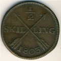Швеция 1/2 скиллинга 1803 год