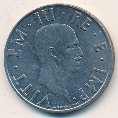 Италия 2 лиры 1940 год - Король Виктор Эммануил III (не магнетик)