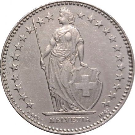 Швейцария 2 франка 2005 год