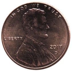 США 1 цент 2017 год - Авраам Линкольн (D)