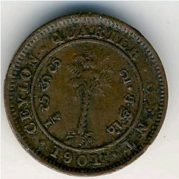 Цейлон 1/4 цента 1901 год