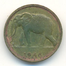 Бельгийское Конго 1 франк 1946 год - Слон