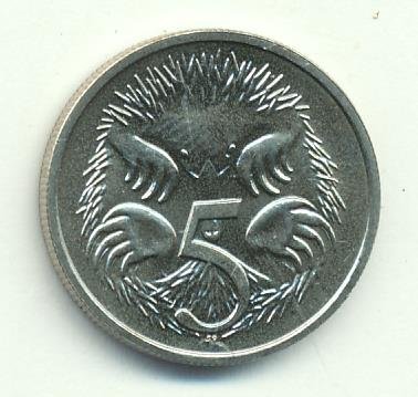 Австралия 5 центов 1985 год - Ехидна