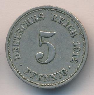Германия 5 пфеннигов 1912 год (A)