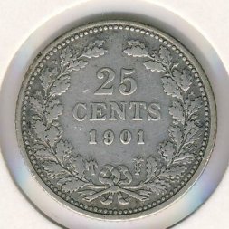 Нидерланды 25 центов 1901 год