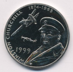 Монета Тристан-да-Кунья 50 пенсов 1999 год - Уинстон Черчиль