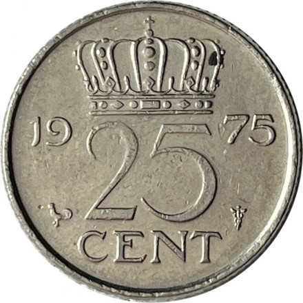 Нидерланды 25 центов 1975 год