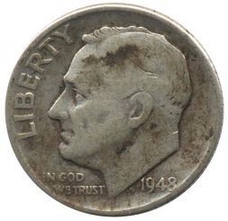 США 1 дайм (10 центов) 1948 год - Рузвельт (D)