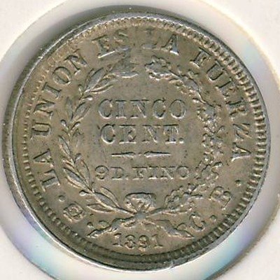 Боливия 5 сентаво 1891 год