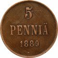 Финляндия 5 пенни 1889 год - Александр III - XF-