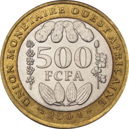 Западная Африка 500 франков 2004 год