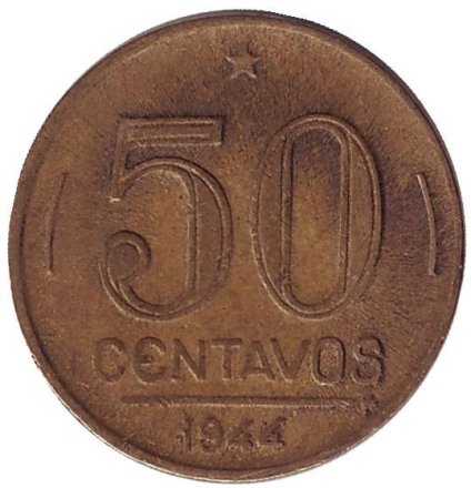 Бразилия 50 сентаво 1944 год - Жетулиу Дорнелис Варгас