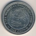 Остров Мэн 1 крона 1986 год - Чемпионат мира по футболу 1986, Мексика (карта, серебро)