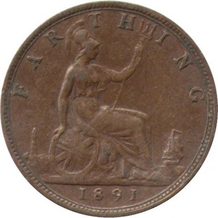 Великобритания 1 фартинг 1891 год