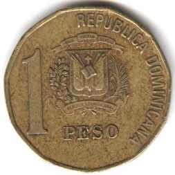 Монета Доминиканская республика 1 песо 2000 год