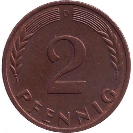 ФРГ 2 пфеннига 1962 год (D)