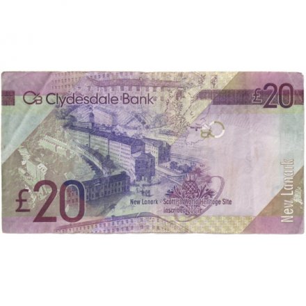 Шотландия 20 фунтов 2009 год - Clydesdale Bank - Сэр Вальтер Скотт - VF