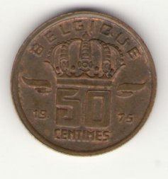 Бельгия 50 сантимов 1975 год BELGIQUE