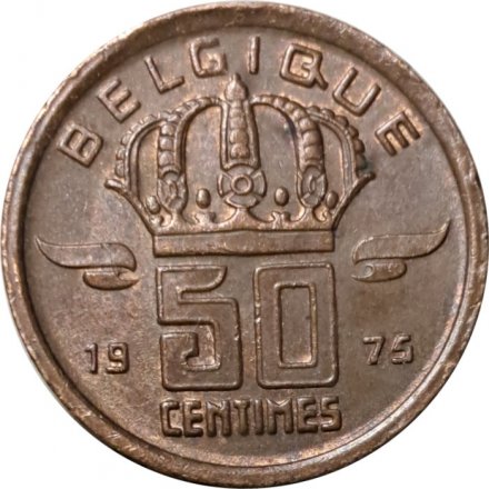 Бельгия 50 сантимов 1975 год BELGIQUE