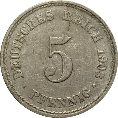 Германия 5 пфеннигов 1903 год (A)