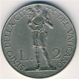 Ватикан 2 лиры 1930 год - Папа Пий XI