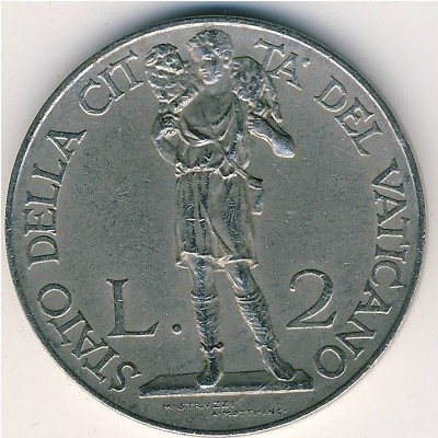 Ватикан 2 лиры 1930 год - Папа Пий XI