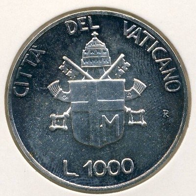 Ватикан 1000 лир 1990 год