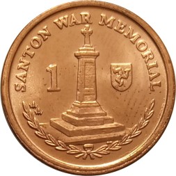 Остров Мэн 1 пенни 2012 год - Военный мемориал в Сантоне
